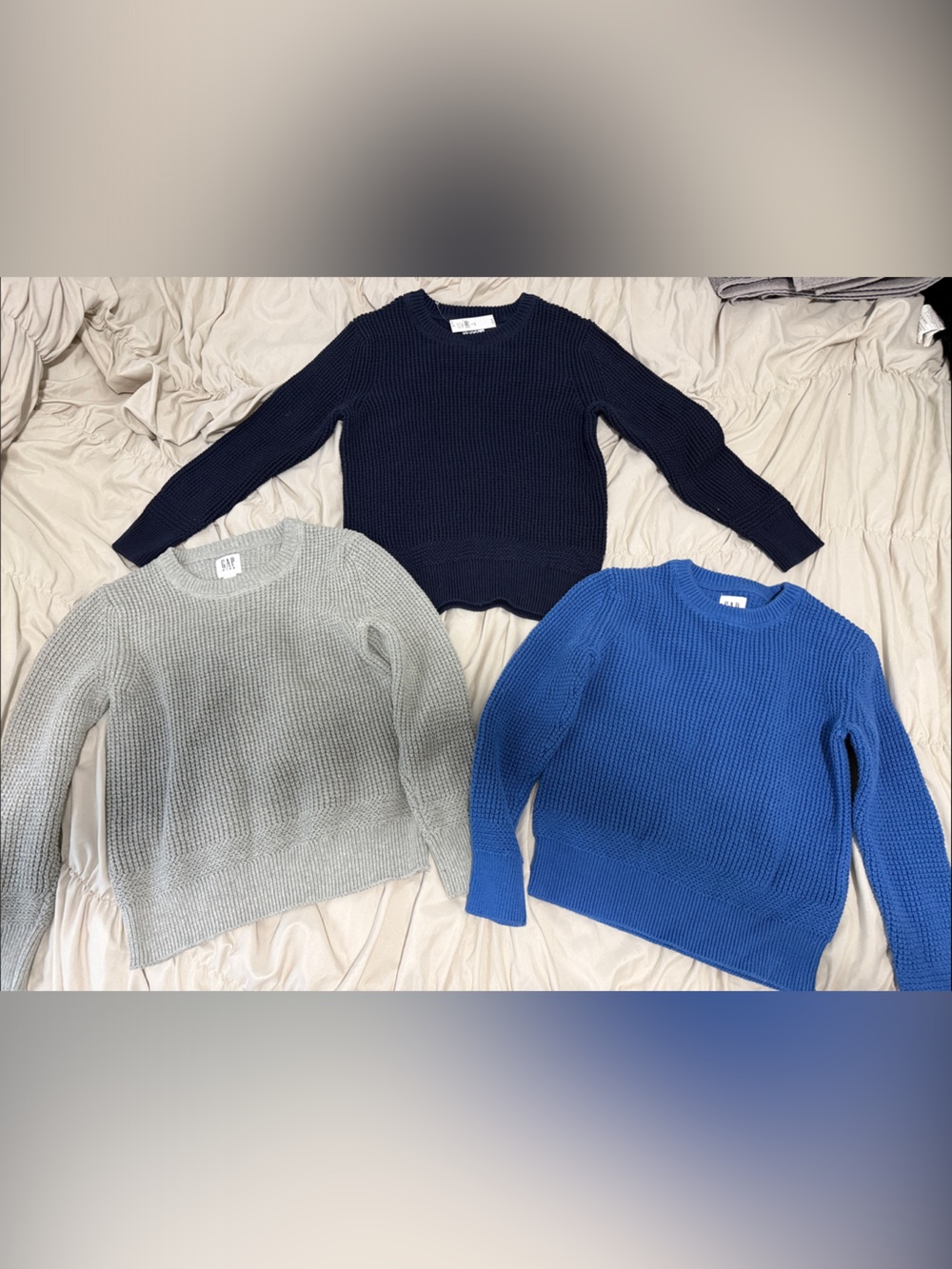 GAP Women's Crewneck Sweater Trio - Navy, Gray, Royal Blue